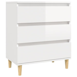 Credenza Bianco Lucido 60x35x70 cm in Legno Multistrato 823042