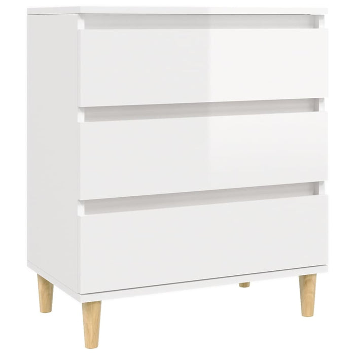 Credenza Bianco Lucido 60x35x70 cm in Legno Multistrato 823042