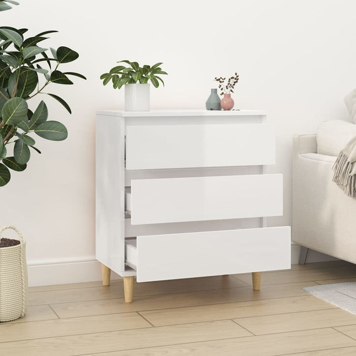 Credenza Bianco Lucido 60x35x70 cm in Legno Multistrato 823042