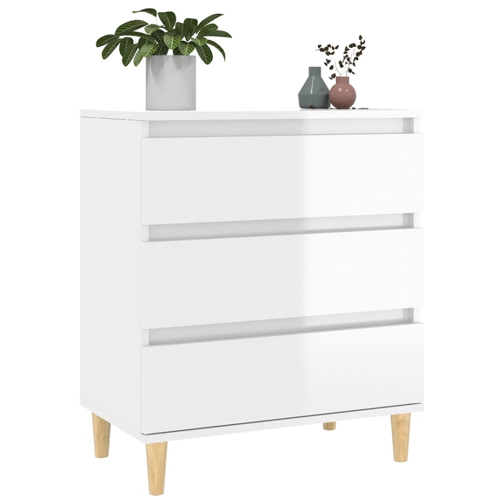 Credenza Bianco Lucido 60x35x70 cm in Legno Multistrato 823042