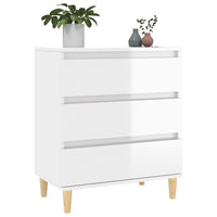 Credenza Bianco Lucido 60x35x70 cm in Legno Multistrato 823042