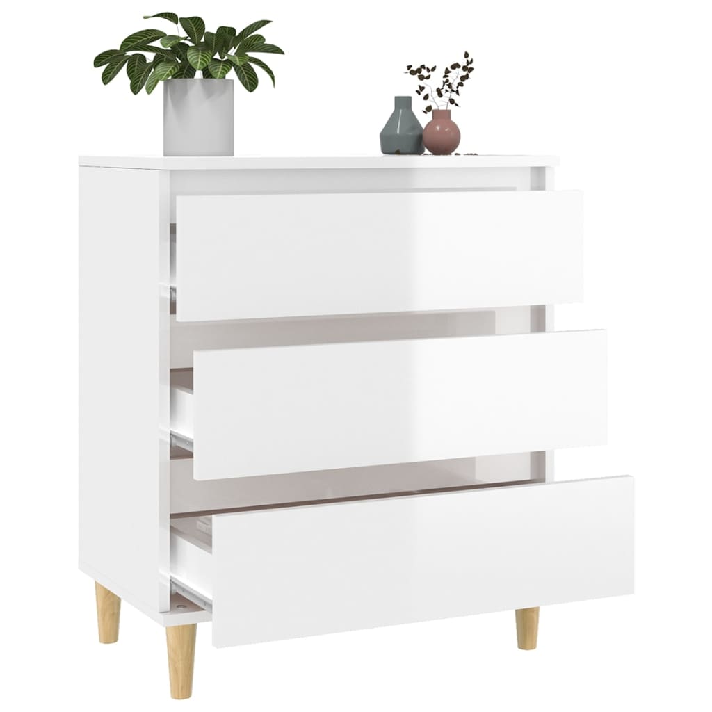 Credenza Bianco Lucido 60x35x70 cm in Legno Multistrato 823042