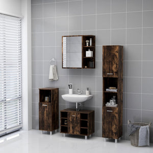 Mobile da Bagno con Specchio Rovere Fumo 62,5x20,5x64 cm Legno 826351