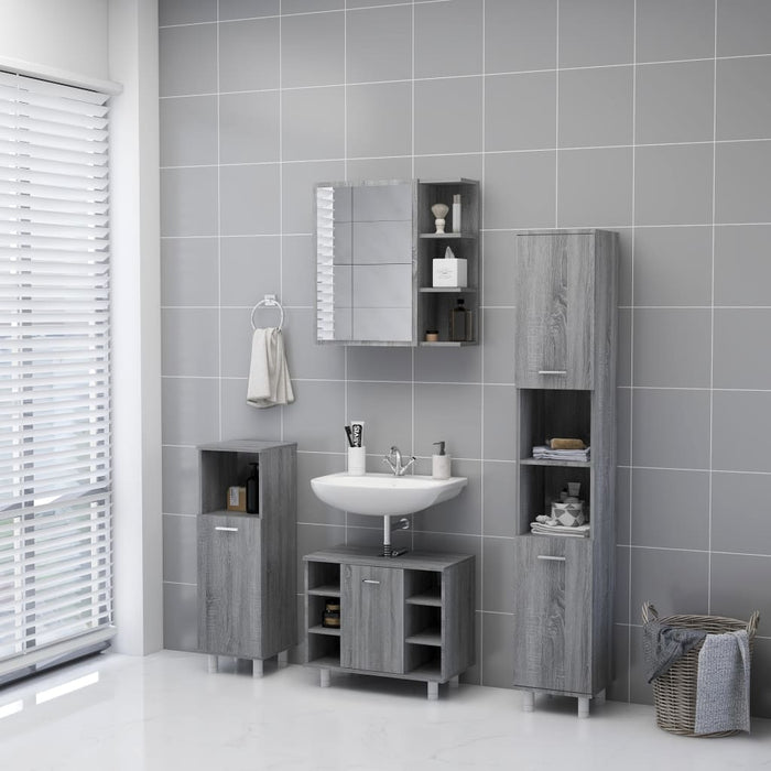 Mobile da Bagno a Specchio Grigio Sonoma 62,5x20,5x64 cm Legno cod mxl 76918