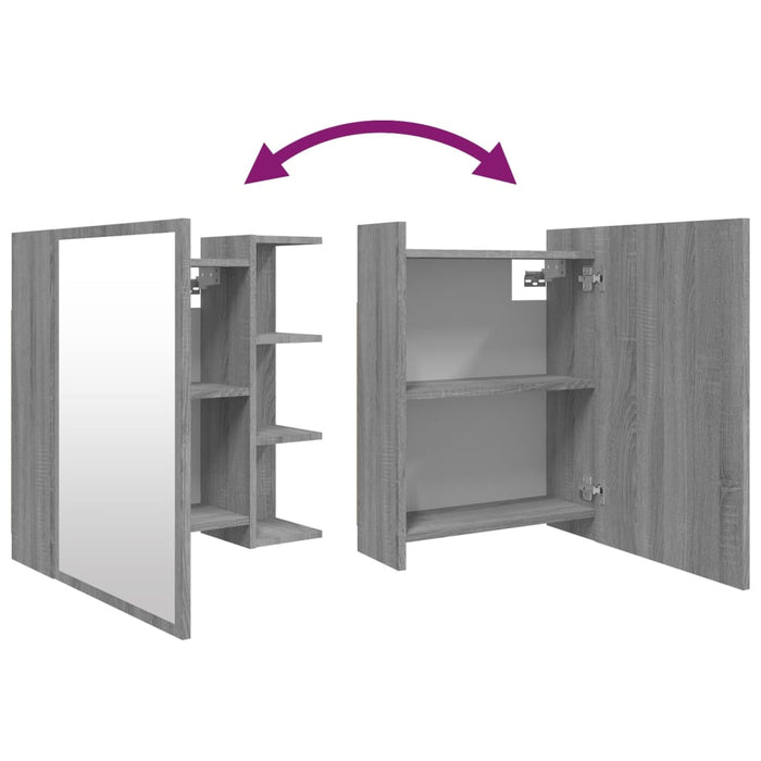 Mobile da Bagno a Specchio-Armadietto a Specchio da Bagno Grigio Sonoma 62,5x20,5x64 cm Legno