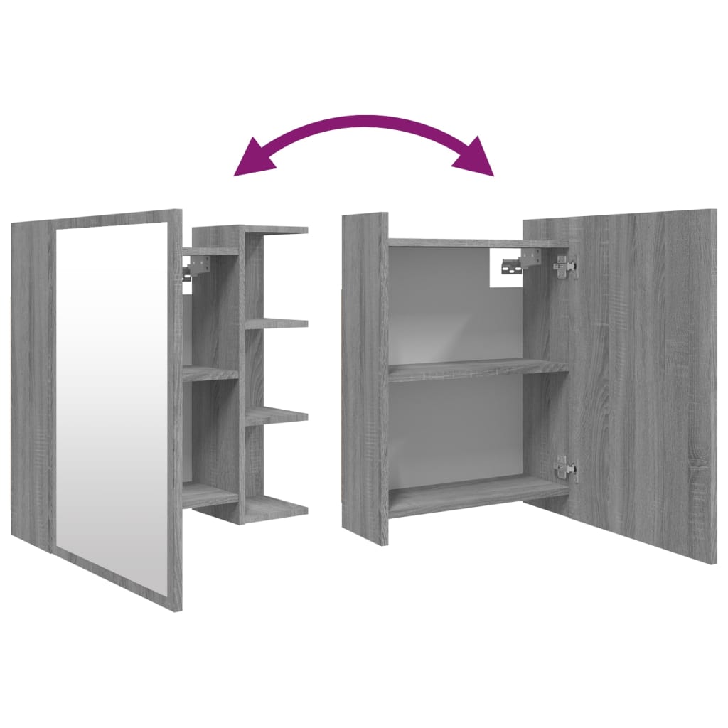 Mobile da Bagno a Specchio Grigio Sonoma 62,5x20,5x64 cm Legno 826352