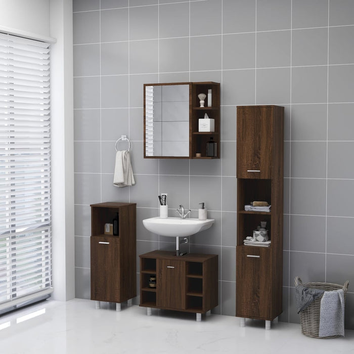 Mobile Bagno con Specchio Rovere Marrone 62,5x20,5x64 cm Legno 826353
