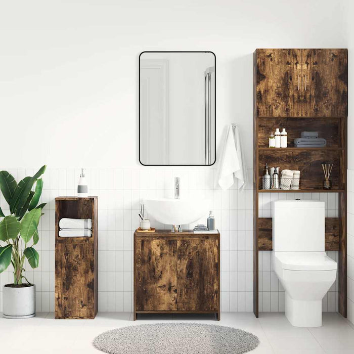 Armadietto Bagno Rovere Fumo 60x33x61 cm in Legno Multistrato