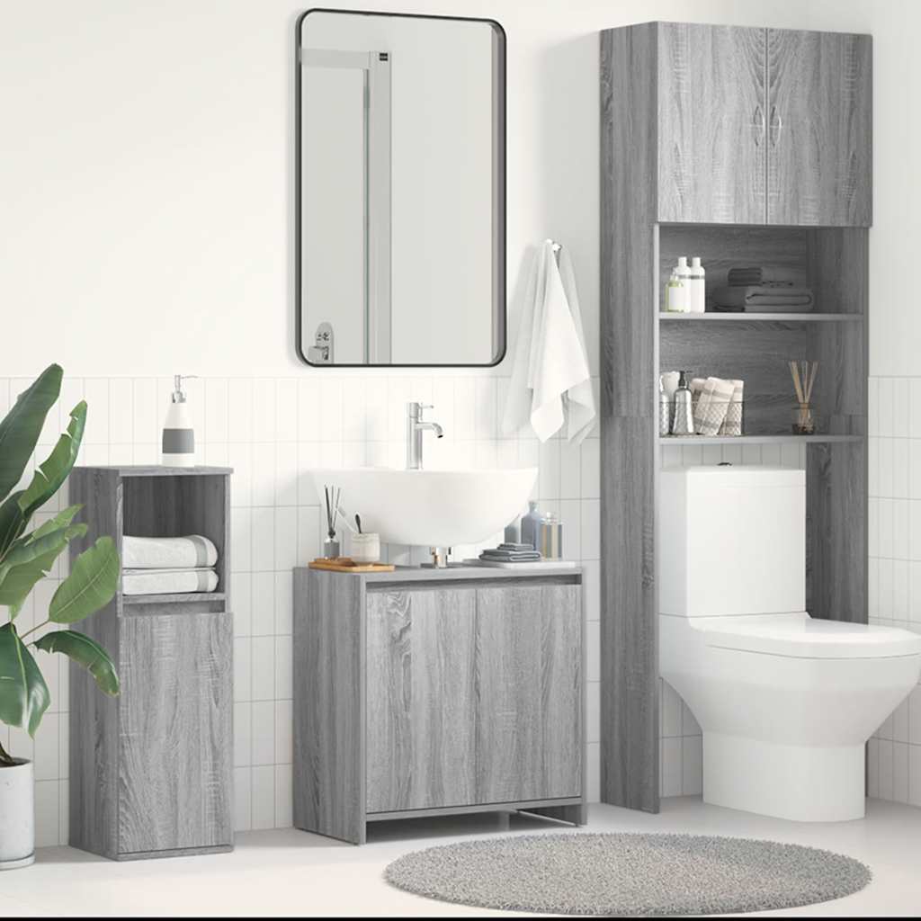 Armadietto Bagno Grigio Sonoma 60x33x61 cm in Legno Multistrato 826358