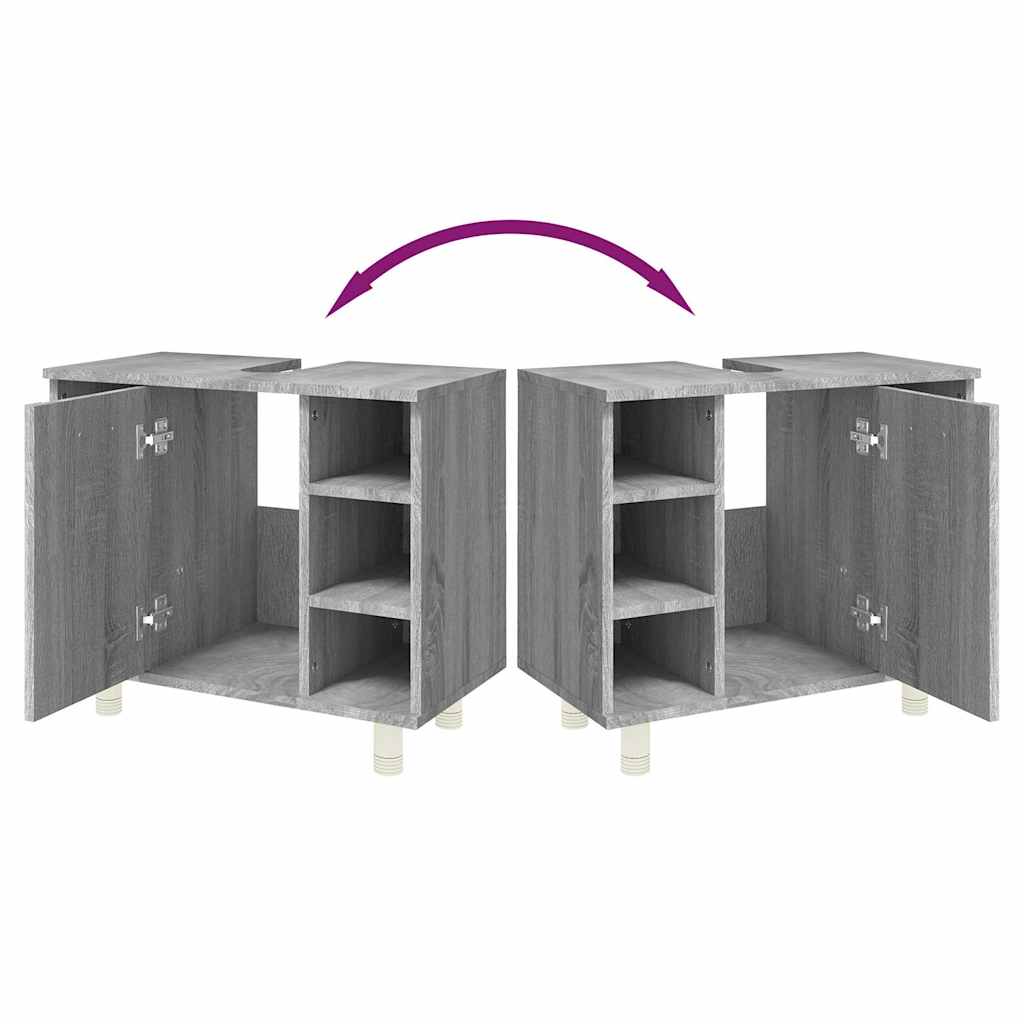 Armadietto Bagno Grigio Sonoma 60x32x53,5 cm Legno Multistrato cod mxl 5495