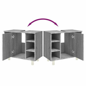 Armadietto Bagno Grigio Sonoma 60x32x53,5 cm Legno Multistrato cod mxl 5495