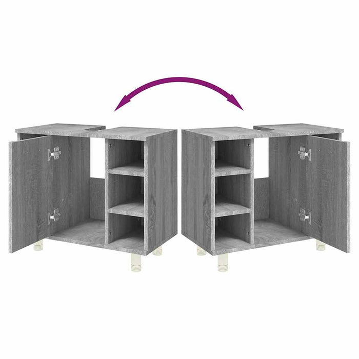 Armadietto Bagno Grigio Sonoma 60x32x53,5 cm Legno Multistrato cod mxl 5495