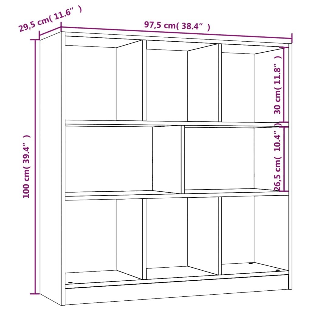 Libreria-Scaffale per Libri-Mobile di Stoccaggio Rovere Marrone 97,5x29,5x100 cm in Legno Multistrato