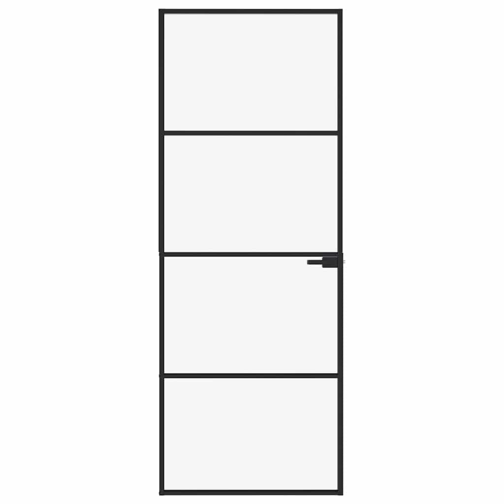 Porta Interna Nera 76x201,5cm Vetro Temperato Alluminio Sottilecod mxl 79520