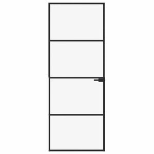 Porta Interna Nera 76x201,5cm Vetro Temperato Alluminio Sottilecod mxl 79520