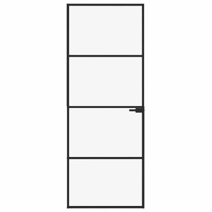 Porta Interna Nera 76x201,5cm Vetro Temperato Alluminio Sottilecod mxl 79520