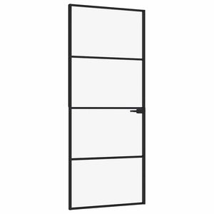 Porta Interna Nera 83x201,5cm Vetro Temperato Alluminio Sottilecod mxl 103025