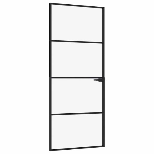 Porta Interna Nera 83x201,5cm Vetro Temperato Alluminio Sottilecod mxl 103025