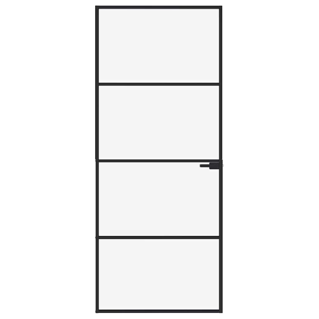 Porta Interna Nera 83x201,5cm Vetro Temperato Alluminio Sottilecod mxl 103025