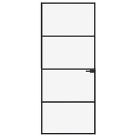 Porta Interna Nera 83x201,5cm Vetro Temperato Alluminio Sottilecod mxl 103025