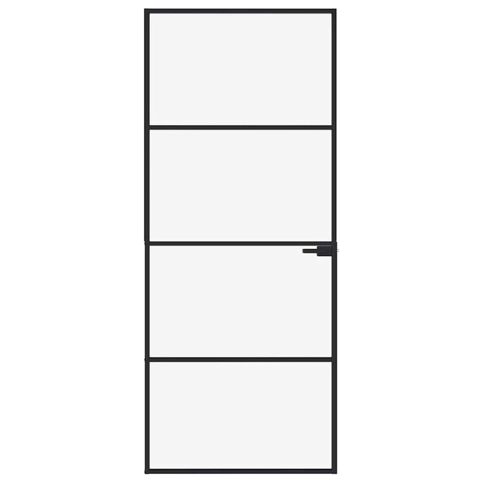 Porta Interna Nera 83x201,5cm Vetro Temperato Alluminio Sottilecod mxl 103025