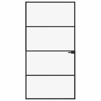 Porta Interna Nera 102x201,5 Vetro Temperato Alluminio Sottile