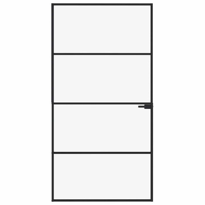 Porta Interna Nera 102x201,5 Vetro Temperato Alluminio Sottile