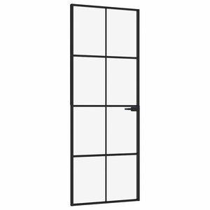 Porta Interna Nera 76x201,5cm Vetro Temperato Alluminio Sottilecod mxl 127303