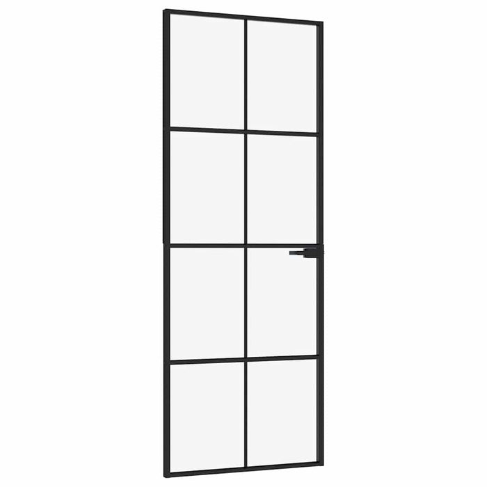 Porta Interna Nera 76x201,5cm Vetro Temperato Alluminio Sottilecod mxl 127303