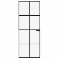 Porta Interna Nera 76x201,5cm Vetro Temperato Alluminio Sottilecod mxl 127303