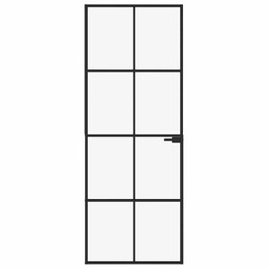 Porta Interna Nera 76x201,5cm Vetro Temperato Alluminio Sottilecod mxl 127303