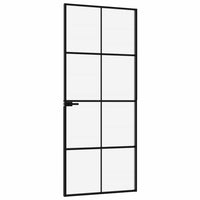 Porta Interna Nera 83x201,5cm Vetro Temperato Alluminio Sottile