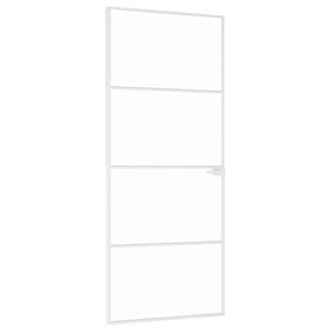 Porta Interna Bianca 83x201,5 cm Vetro Temperato Alluminio Slimcod mxl 106877