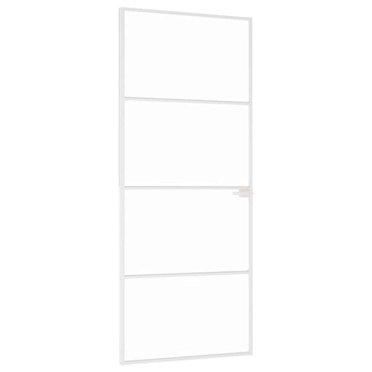 Porta Interna Bianca 83x201,5 cm Vetro Temperato Alluminio Slimcod mxl 106877