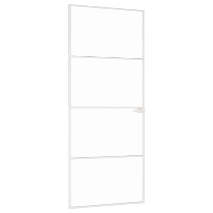 Porta Interna Bianca 83x201,5 cm Vetro Temperato Alluminio Slimcod mxl 106877