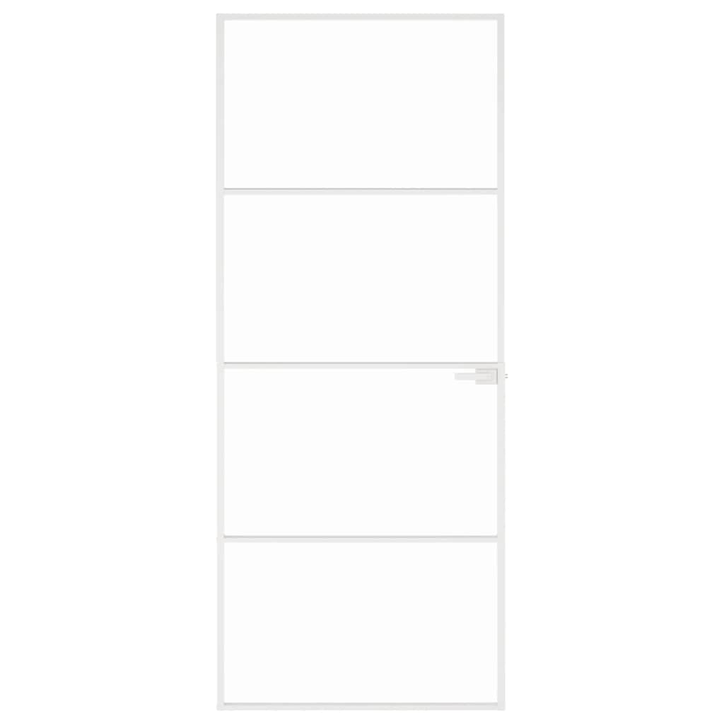 Porta Interna Bianca 83x201,5 cm Vetro Temperato Alluminio Slimcod mxl 106877