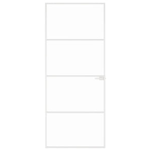 Porta Interna Bianca 83x201,5 cm Vetro Temperato Alluminio Slimcod mxl 106877