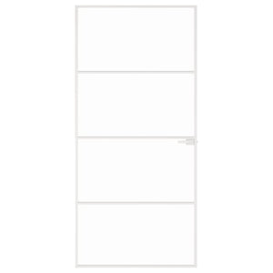 Porta Interna Bianca 93x201,5 cm Vetro Temperato Alluminio Slim 153668
