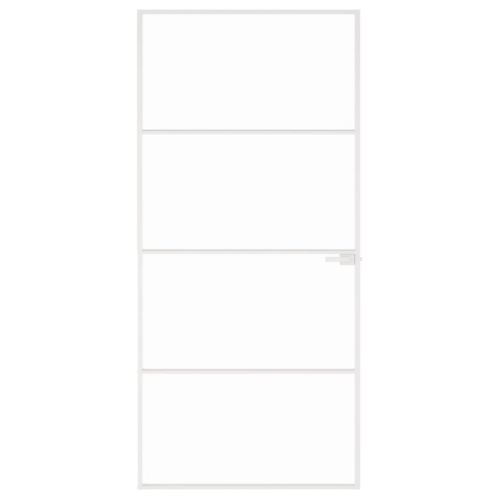 Porta Interna Bianca 93x201,5 cm Vetro Temperato Alluminio Slim 153668