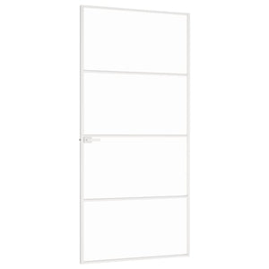 Porta Interna Bianca 93x201,5 cm Vetro Temperato Alluminio Slim 153668