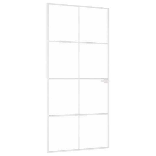 vidaXL Porta Interna Bianca 93x201,5cm Vetro Temperato Alluminio Slim