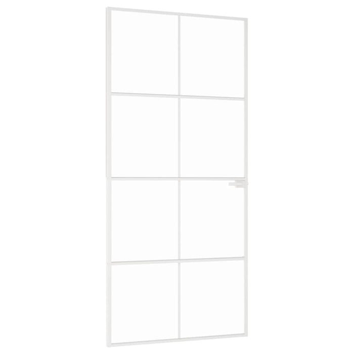 vidaXL Porta Interna Bianca 93x201,5cm Vetro Temperato Alluminio Slim