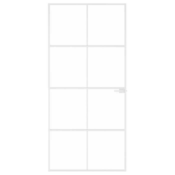 Porta Interna Bianca 93x201,5cm Vetro Temperato Alluminio Slim 153672
