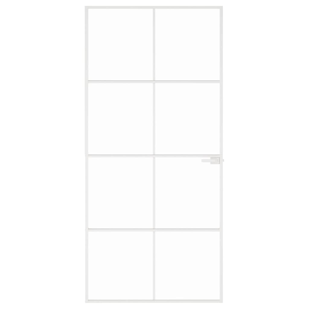 vidaXL Porta Interna Bianca 93x201,5cm Vetro Temperato Alluminio Slim