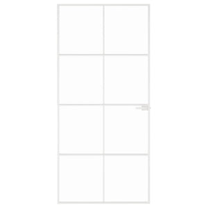 vidaXL Porta Interna Bianca 93x201,5cm Vetro Temperato Alluminio Slim