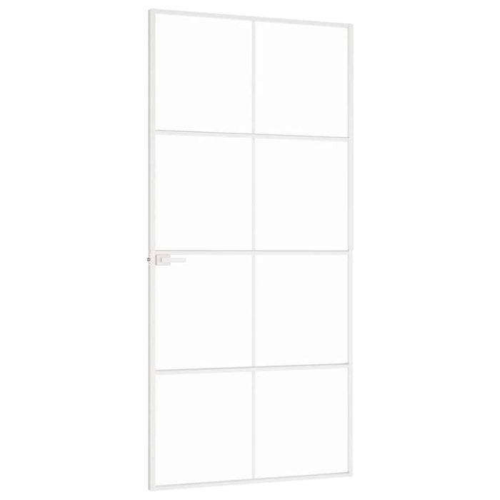 Porta Interna Bianca 93x201,5cm Vetro Temperato Alluminio Slim 153672