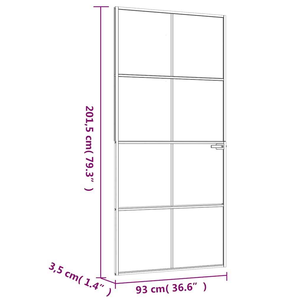 vidaXL Porta Interna Bianca 93x201,5cm Vetro Temperato Alluminio Slim