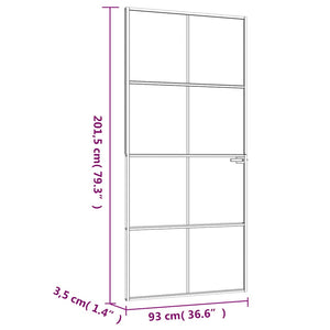 vidaXL Porta Interna Bianca 93x201,5cm Vetro Temperato Alluminio Slim