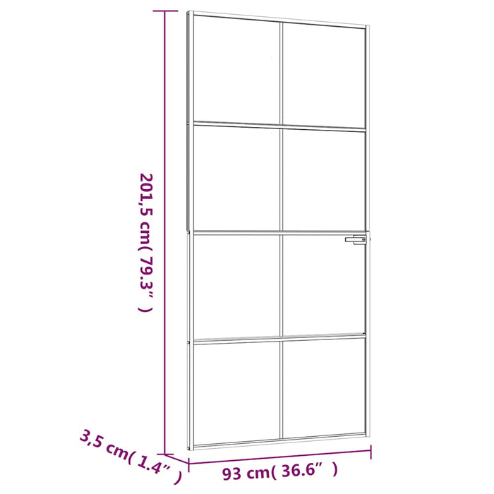 vidaXL Porta Interna Bianca 93x201,5cm Vetro Temperato Alluminio Slim