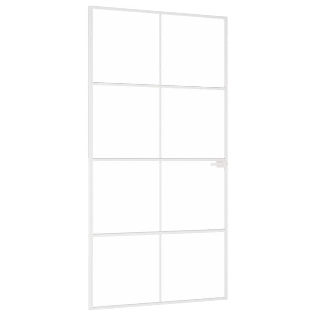 Porta Interna Bianca 102x201,5cm Vetro Temperato Alluminio Slim 153673